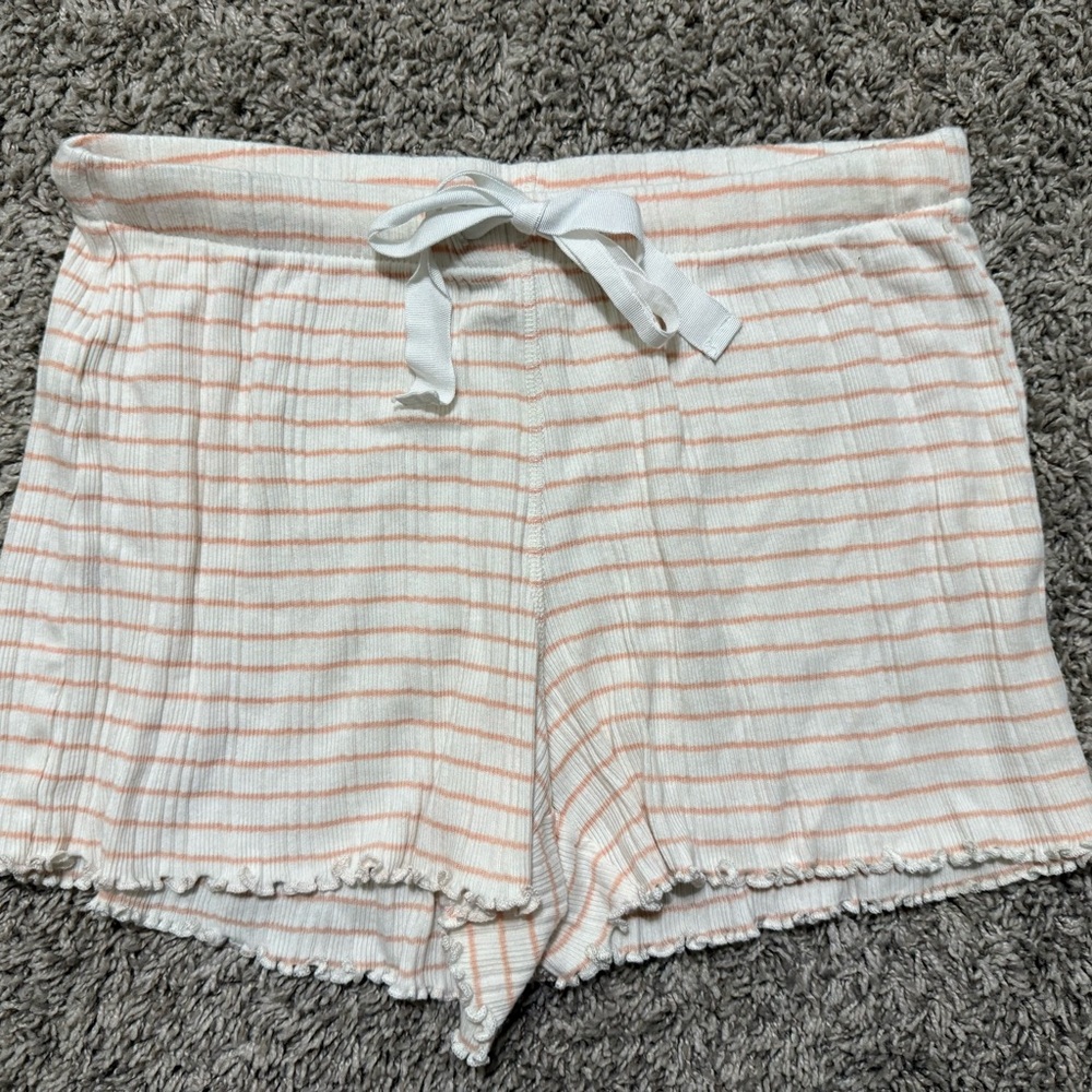 Loft Sleep Striped White and Pink Lounge Shorts